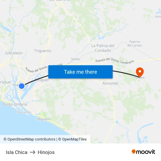 Isla Chica to Hinojos map