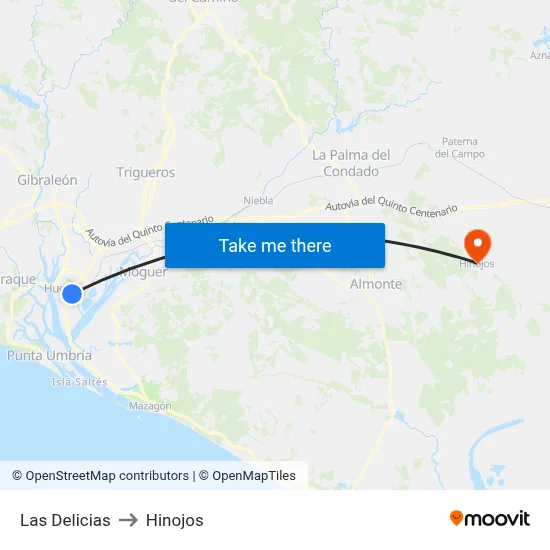 Las Delicias to Hinojos map