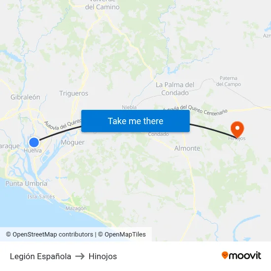 Legión Española to Hinojos map