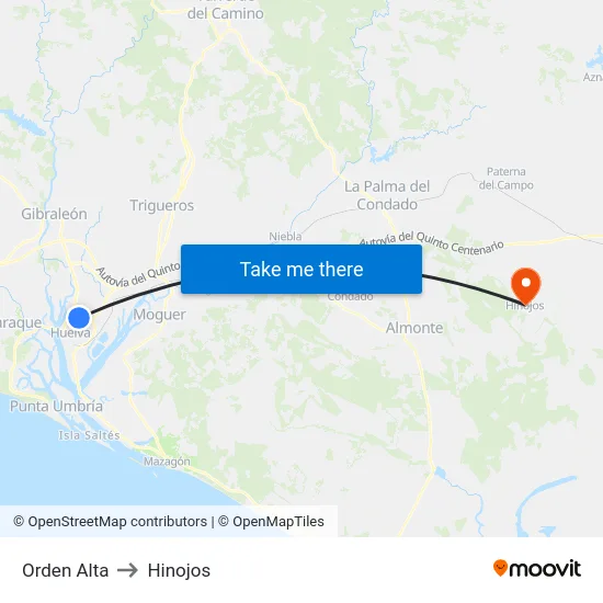 Orden Alta to Hinojos map