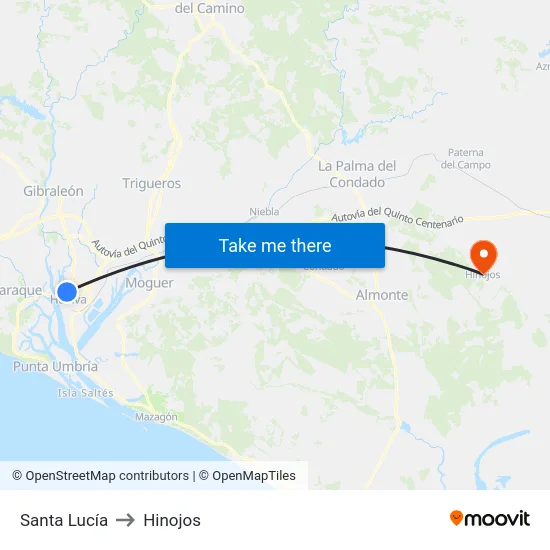 Santa Lucía to Hinojos map