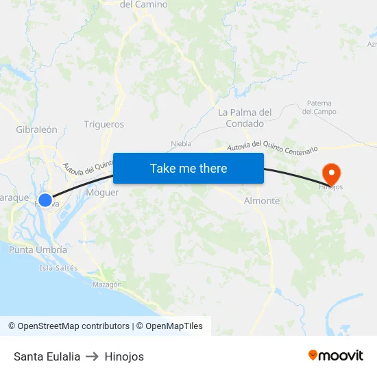 Santa Eulalia to Hinojos map