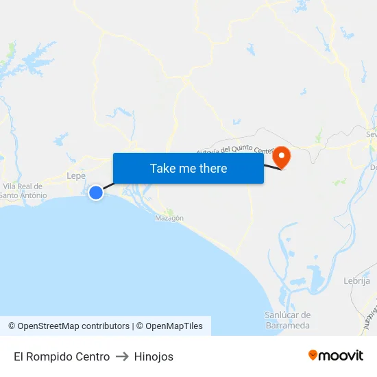 El Rompido Centro to Hinojos map