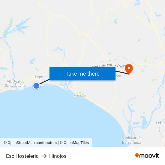 Esc Hosteleria to Hinojos map