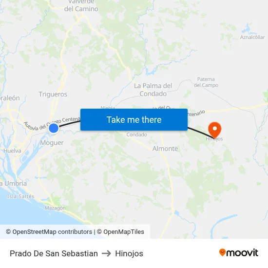 Prado De San Sebastian to Hinojos map
