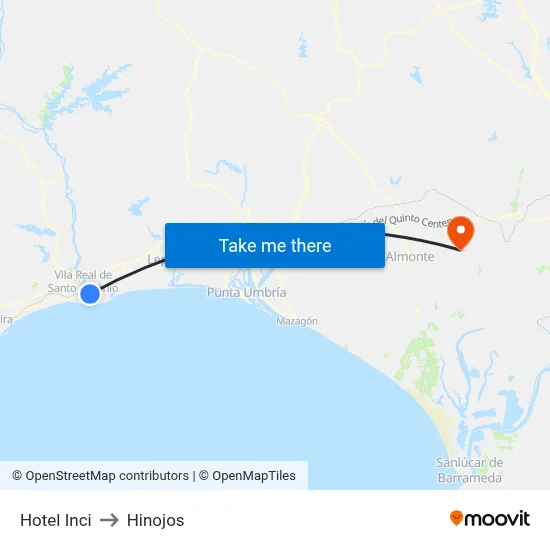Hotel Inci to Hinojos map