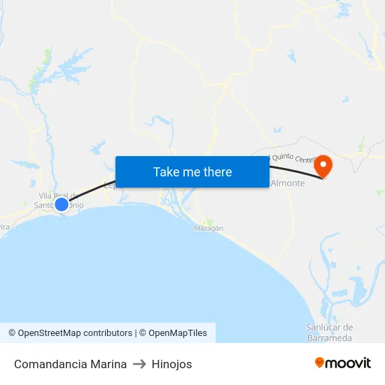 Comandancia Marina to Hinojos map