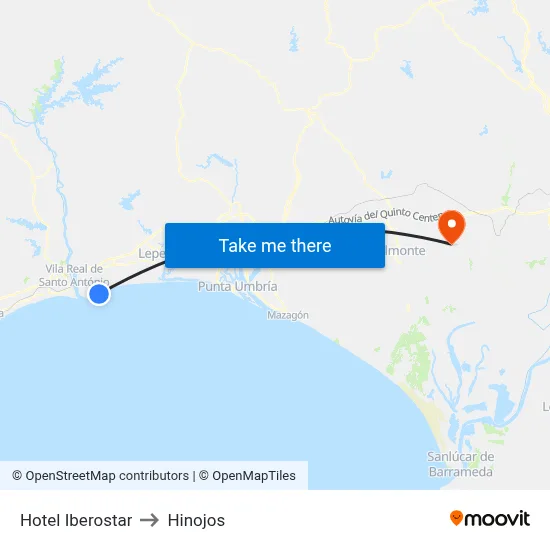 Hotel Iberostar to Hinojos map