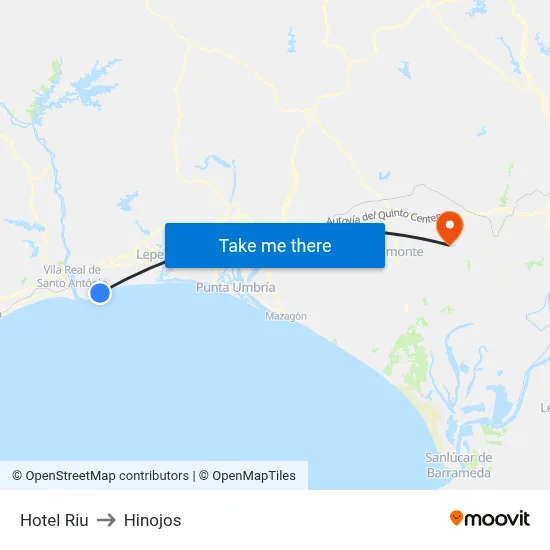 Hotel Riu to Hinojos map