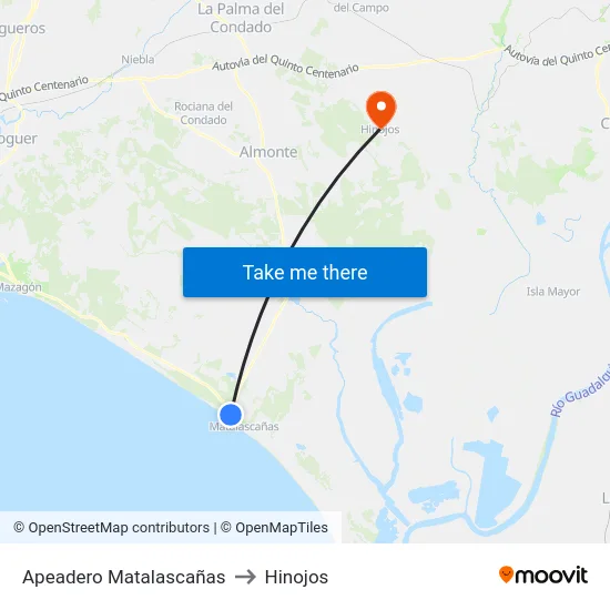 Apeadero Matalascañas to Hinojos map