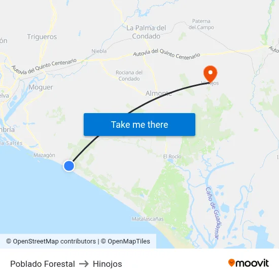 Poblado Forestal to Hinojos map
