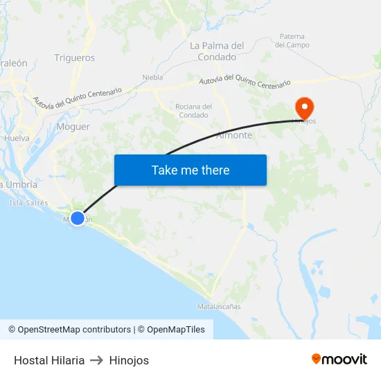 Hostal Hilaria to Hinojos map
