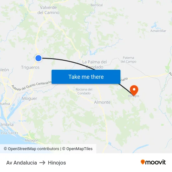 Av Andalucia to Hinojos map