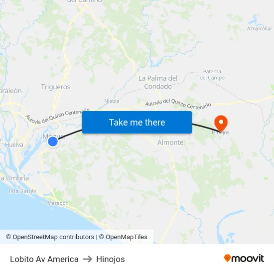 Lobito Av America to Hinojos map