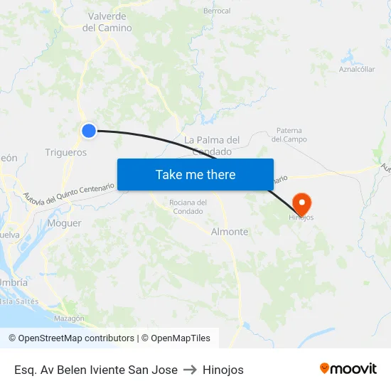 Esq. Av Belen Iviente  San Jose to Hinojos map