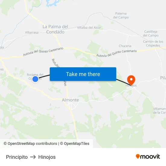 Principito to Hinojos map