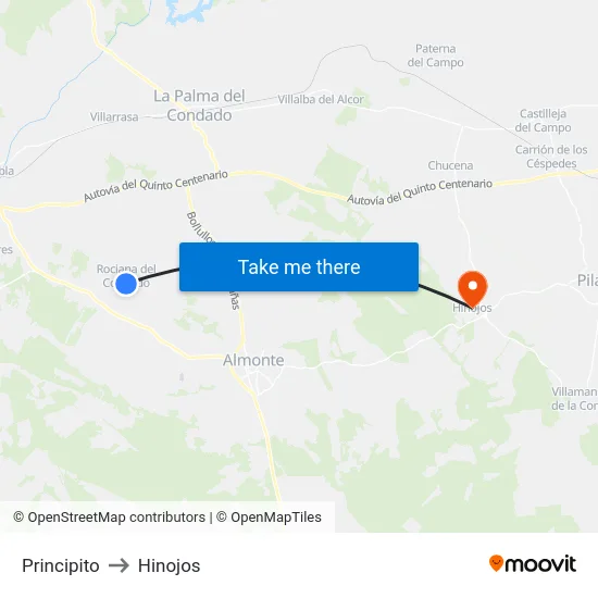 Principito to Hinojos map