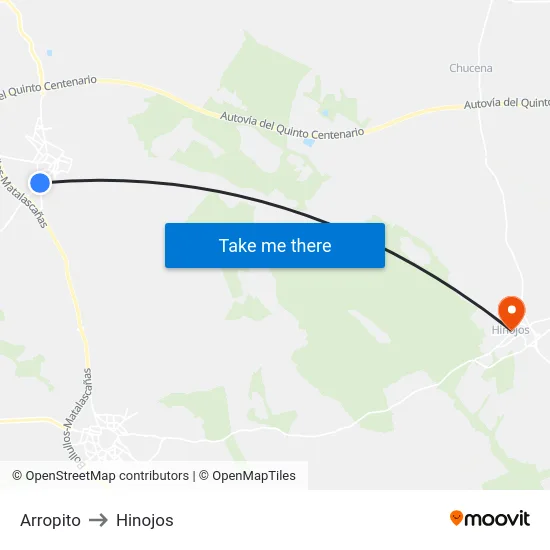 Arropito to Hinojos map