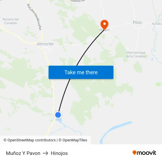 Muñoz Y Pavon to Hinojos map