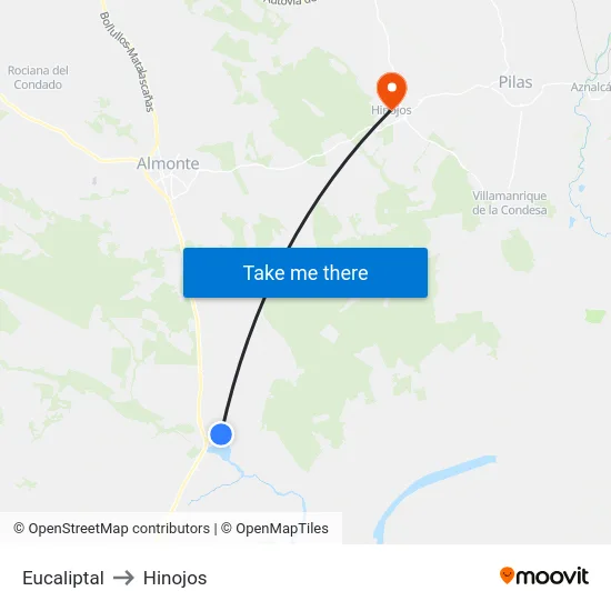 Eucaliptal to Hinojos map