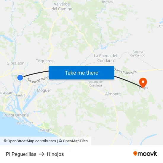 Pi Peguerillas to Hinojos map