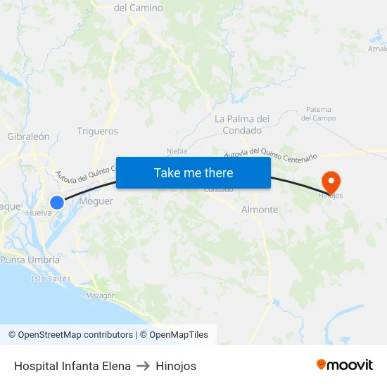 Hospital Infanta Elena to Hinojos map