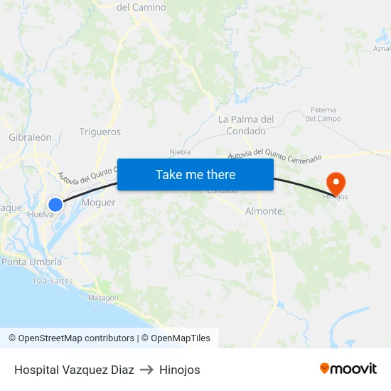 Hospital Vazquez Diaz to Hinojos map