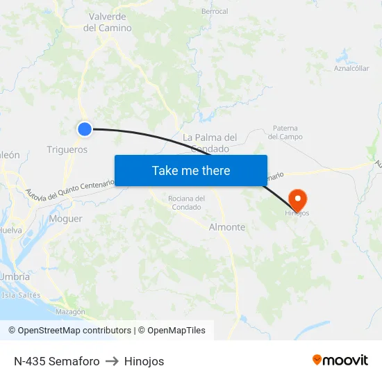 N-435 Semaforo to Hinojos map