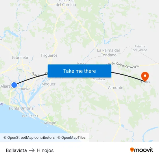 Bellavista to Hinojos map