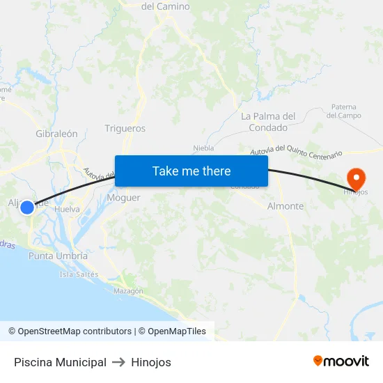 Piscina Municipal to Hinojos map