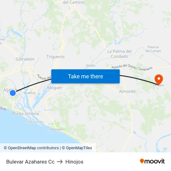 Bulevar Azahares Cc to Hinojos map