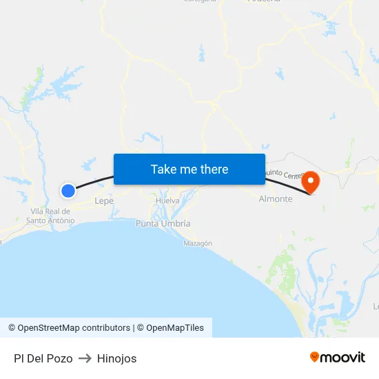 Pl Del Pozo to Hinojos map