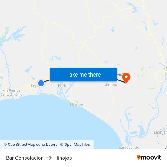 Bar Consolacion to Hinojos map