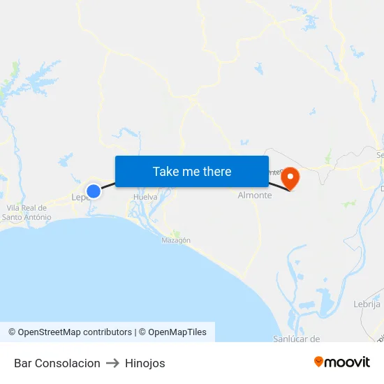 Bar Consolacion to Hinojos map
