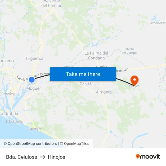 Bda. Celulosa to Hinojos map