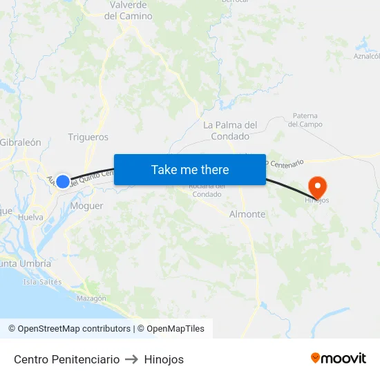 Centro Penitenciario to Hinojos map