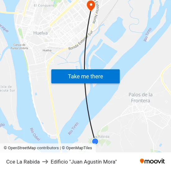 Cce La Rabida to Edificio "Juan Agustín Mora" map