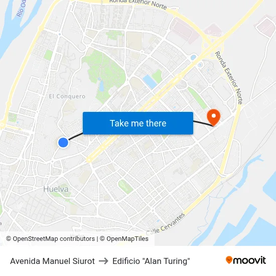 Avenida Manuel Siurot to Edificio "Alan Turing" map