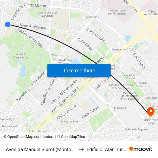 Avenida Manuel Siurot (Montessori) to Edificio "Alan Turing" map