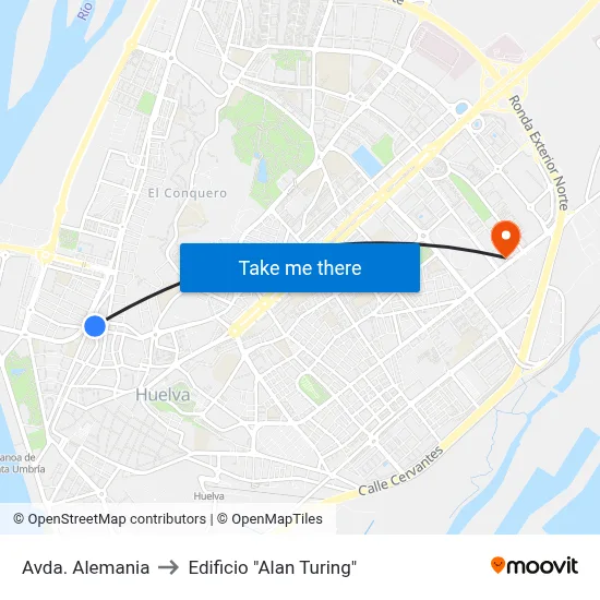 Avda. Alemania to Edificio "Alan Turing" map