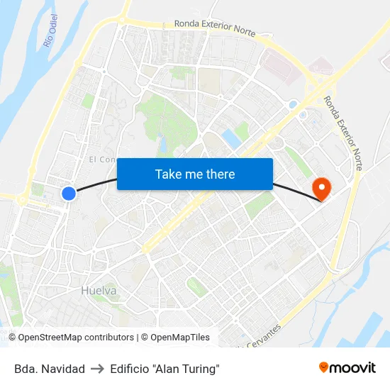 Bda. Navidad to Edificio "Alan Turing" map