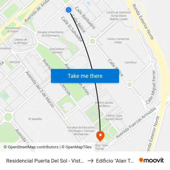 Residencial Puerta Del Sol - Vista Alegre to Edificio "Alan Turing" map