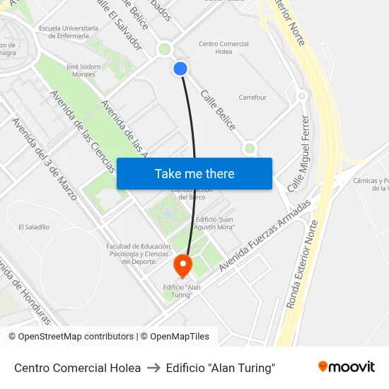 Centro Comercial Holea to Edificio "Alan Turing" map