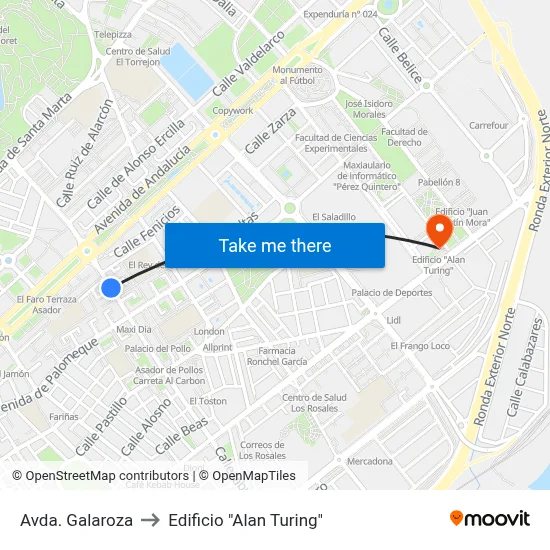 Avda. Galaroza to Edificio "Alan Turing" map