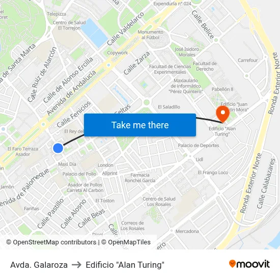 Avda. Galaroza to Edificio "Alan Turing" map
