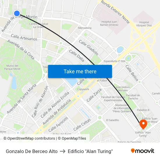 Gonzalo De Berceo Alto to Edificio "Alan Turing" map