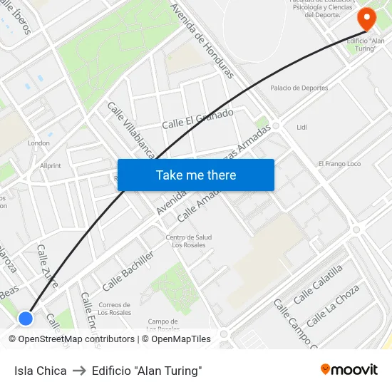 Isla Chica to Edificio "Alan Turing" map
