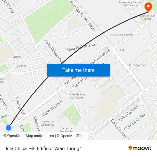Isla Chica to Edificio "Alan Turing" map