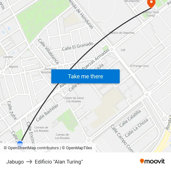 Jabugo to Edificio "Alan Turing" map