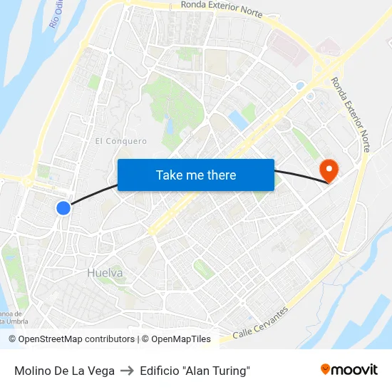 Molino De La Vega to Edificio "Alan Turing" map